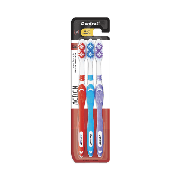 Escova Dental Action c/ 3 unid